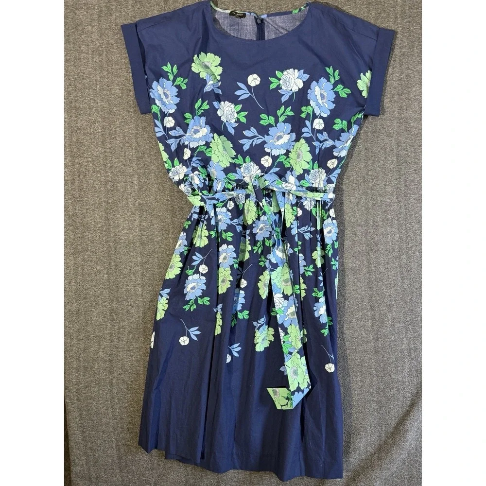 Talbots Modern Poplin Dress - Bold Floral Blue Size 12 Petite